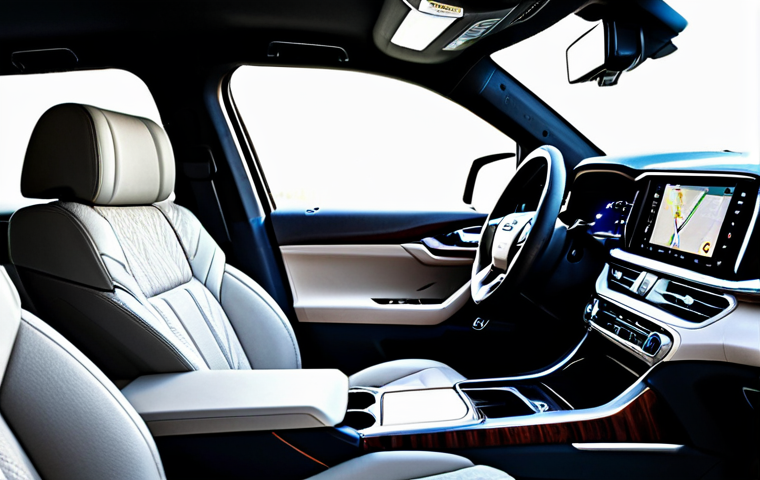 Hyundai Palisade - Luxurious Interior**
"Interior of a Hyundai Palisade, showcasing its premium leather seats, wood trim, and large touchscreen display. The scene should evoke luxury and comfort. Fully clothed. Safe for work. Appropriate content. Perfect anatomy. Natural proportions. Professional photography. Modern SUV interior. Bright, inviting lighting."
**